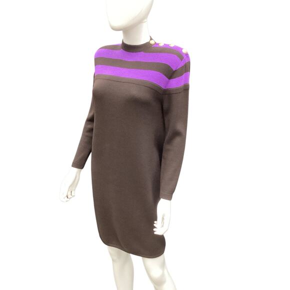 VTG St. John Sportswear Women’s Dress Size S 2 Tone Fine Knit Long Sleeve - Picture 2 of 6